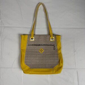 Vera Wang Woven Shoulder Bag Tote  Yellow